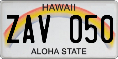 HI license plate ZAV050