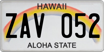 HI license plate ZAV052