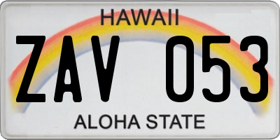 HI license plate ZAV053