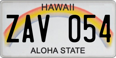 HI license plate ZAV054