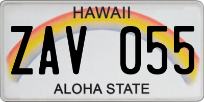 HI license plate ZAV055