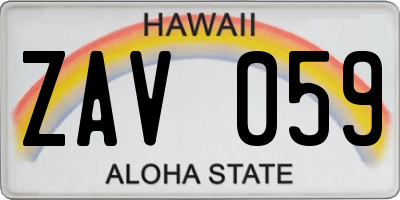HI license plate ZAV059