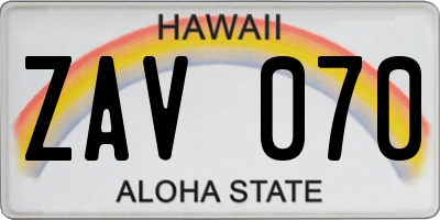 HI license plate ZAV070