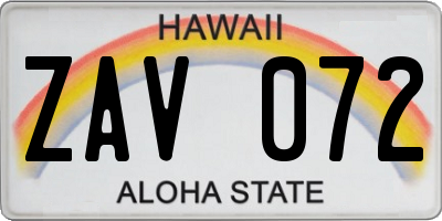 HI license plate ZAV072