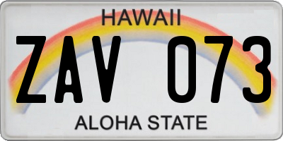 HI license plate ZAV073