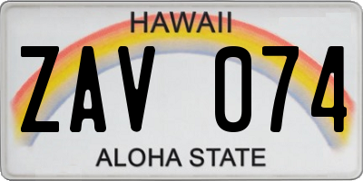 HI license plate ZAV074