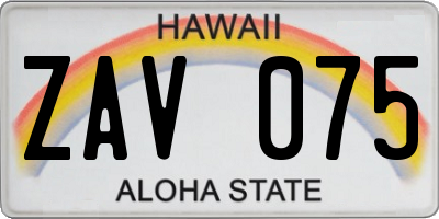 HI license plate ZAV075
