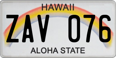 HI license plate ZAV076