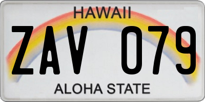 HI license plate ZAV079