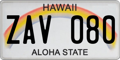 HI license plate ZAV080