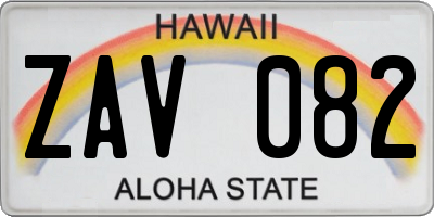 HI license plate ZAV082