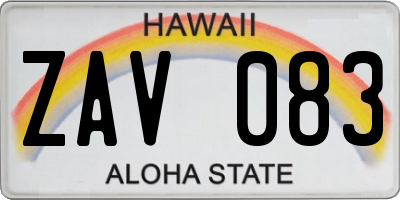 HI license plate ZAV083