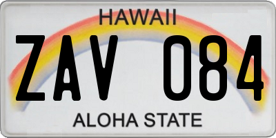 HI license plate ZAV084