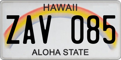 HI license plate ZAV085