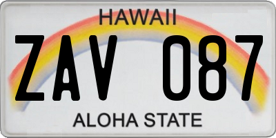 HI license plate ZAV087