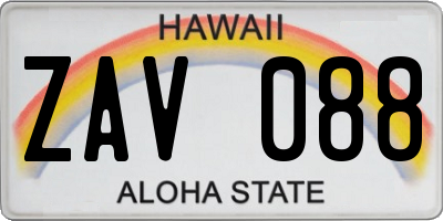 HI license plate ZAV088