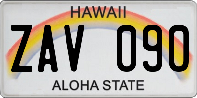 HI license plate ZAV090