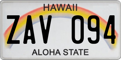 HI license plate ZAV094
