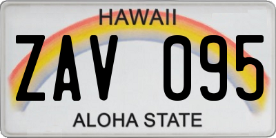 HI license plate ZAV095