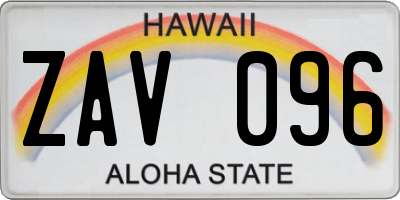 HI license plate ZAV096