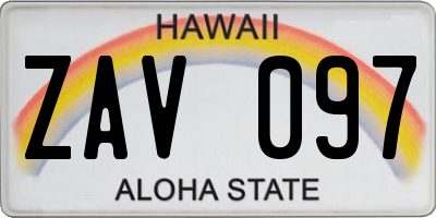 HI license plate ZAV097