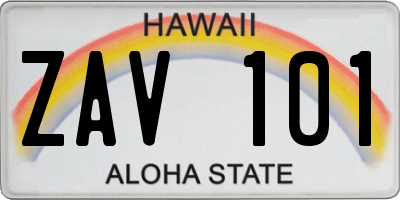 HI license plate ZAV101