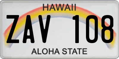 HI license plate ZAV108