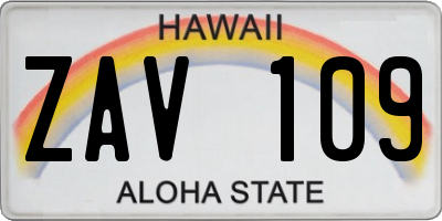 HI license plate ZAV109