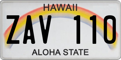 HI license plate ZAV110