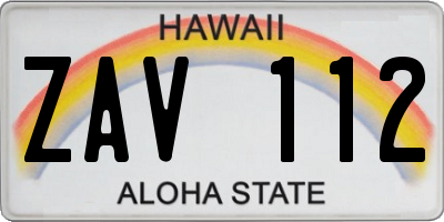 HI license plate ZAV112