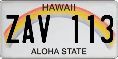HI license plate ZAV113