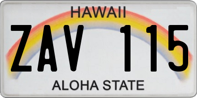 HI license plate ZAV115