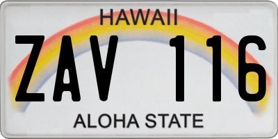 HI license plate ZAV116