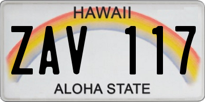 HI license plate ZAV117