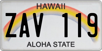 HI license plate ZAV119