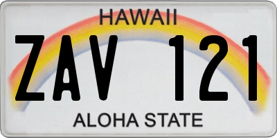 HI license plate ZAV121