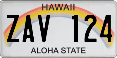 HI license plate ZAV124