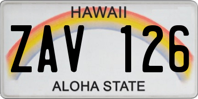 HI license plate ZAV126