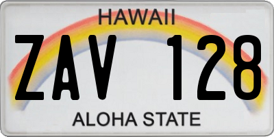 HI license plate ZAV128