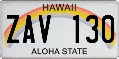 HI license plate ZAV130
