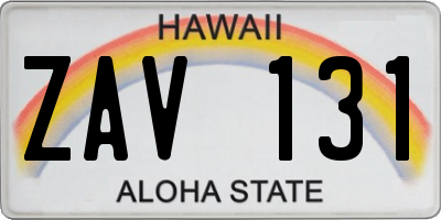 HI license plate ZAV131