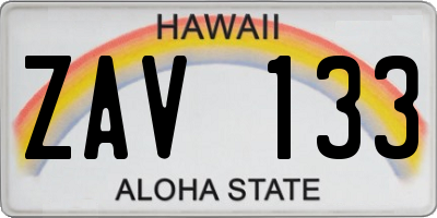HI license plate ZAV133