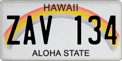 HI license plate ZAV134
