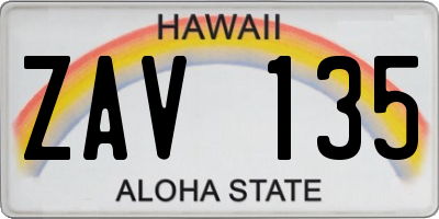 HI license plate ZAV135