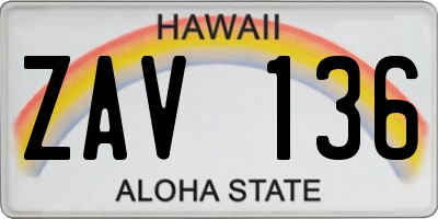 HI license plate ZAV136
