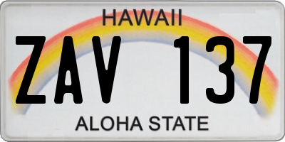 HI license plate ZAV137