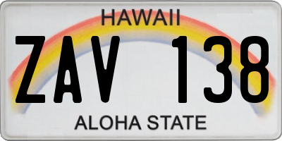 HI license plate ZAV138