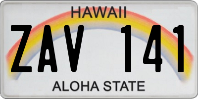HI license plate ZAV141