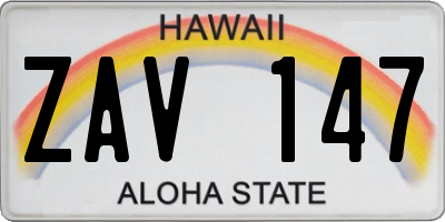 HI license plate ZAV147