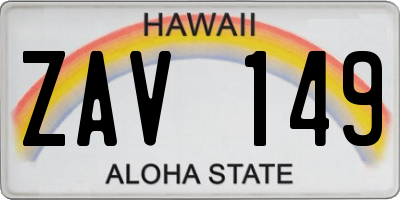 HI license plate ZAV149